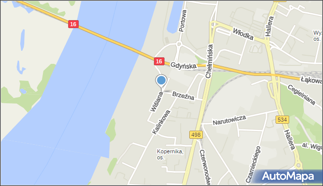 Grudziądz, Wiślana, mapa Grudziądza