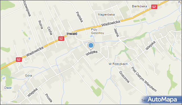 Inwałd, Wiejska, mapa Inwałd