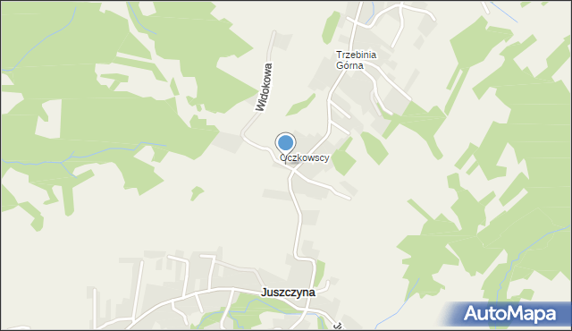 Juszczyna, Widokowa, mapa Juszczyna