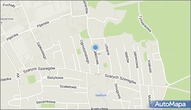 Katowice, Wieżowa, mapa Katowic