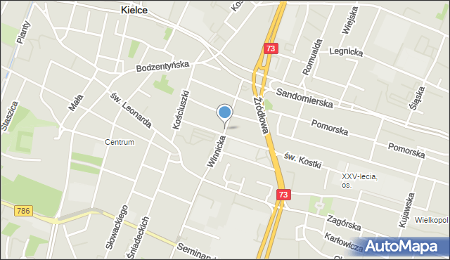 Kielce, Winnicka, mapa Kielc