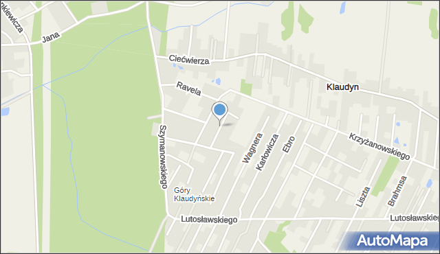 Klaudyn, Wiłkomirskiego Kazimierza, mapa Klaudyn