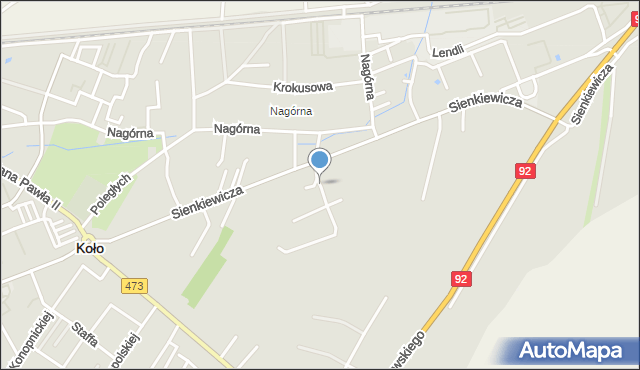 Koło, Wiśniowa, mapa Koło