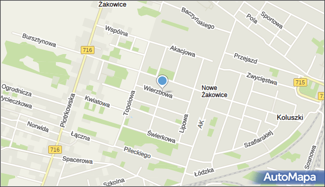 Koluszki, Wierzbowa, mapa Koluszki