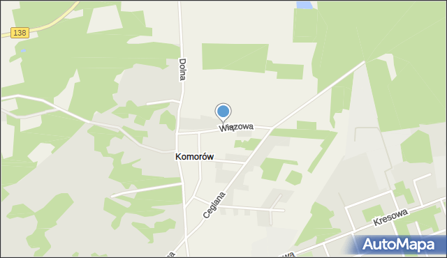 Komorów gmina Gubin, Wiązowa, mapa Komorów gmina Gubin