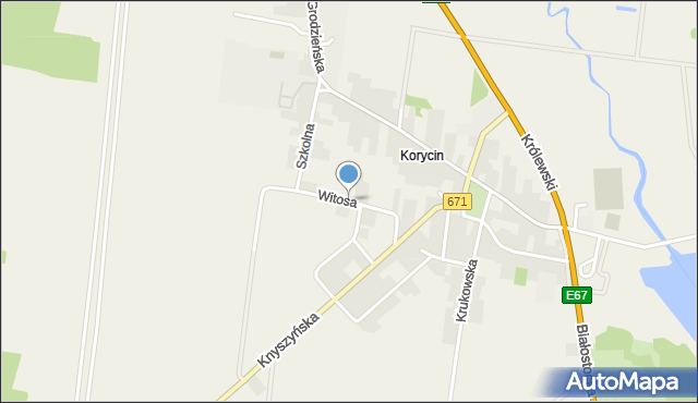 Korycin, Witosa Wincentego, mapa Korycin