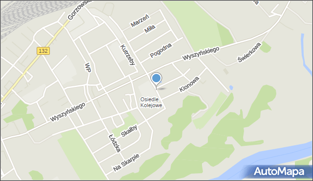 Kostrzyn nad Odrą, Wierzbowa, mapa Kostrzyn nad Odrą