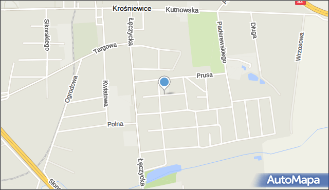 Krośniewice, Wiosenna, mapa Krośniewice