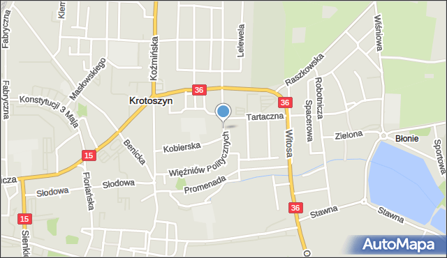 Krotoszyn, Więźniów Politycznych, mapa Krotoszyna