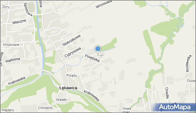 Łękawica powiat żywiecki, Wiklinowa, mapa Łękawica powiat żywiecki