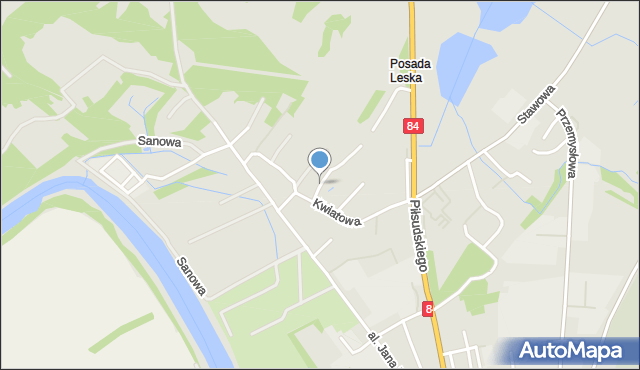 Lesko, Wierzbowa, mapa Lesko