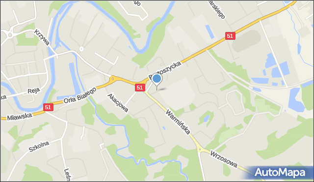 Lidzbark Warmiński, Wierzbickiego Józefa, mapa Lidzbark Warmiński