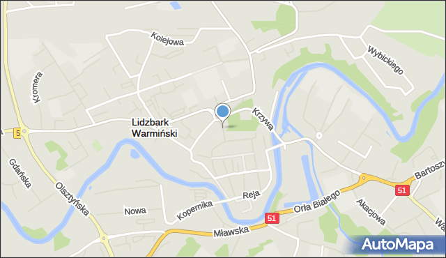 Lidzbark Warmiński, Wiślana, mapa Lidzbark Warmiński