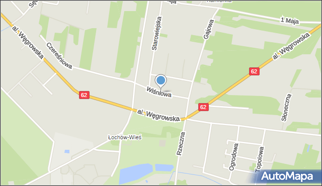 Łochów powiat węgrowski, Wiśniowa, mapa Łochów powiat węgrowski