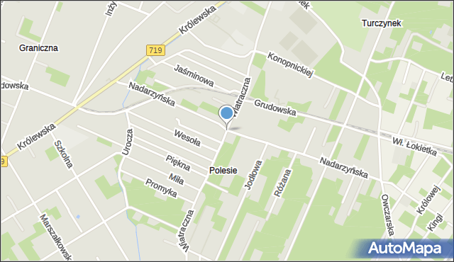 Milanówek, Wiatraczna, mapa Milanówek