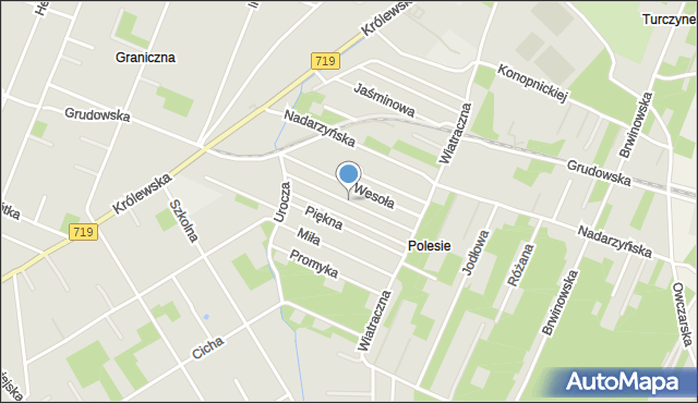 Milanówek, Wiśniowa, mapa Milanówek