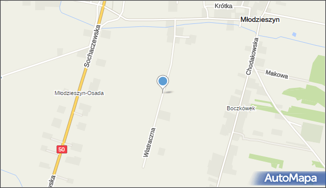 Młodzieszyn, Wiatraczna, mapa Młodzieszyn