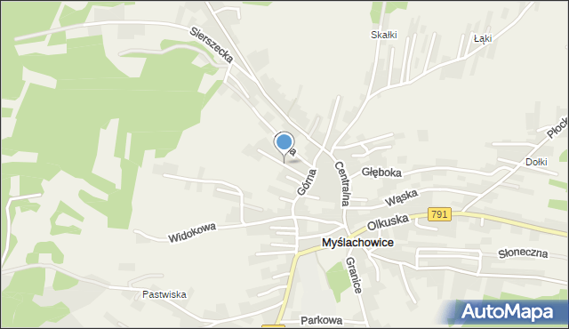 Myślachowice, Wiśniowa, mapa Myślachowice