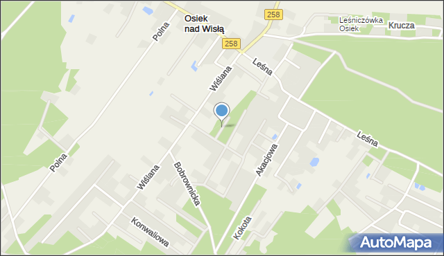 Osiek nad Wisłą, Wierzbowa, mapa Osiek nad Wisłą