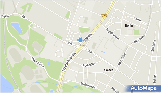 Poznań, Wiadukt Ganowicza Ryszarda, mapa Poznania