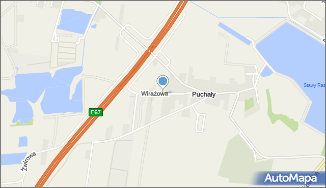 Puchały gmina Raszyn, Wirażowa, mapa Puchały gmina Raszyn