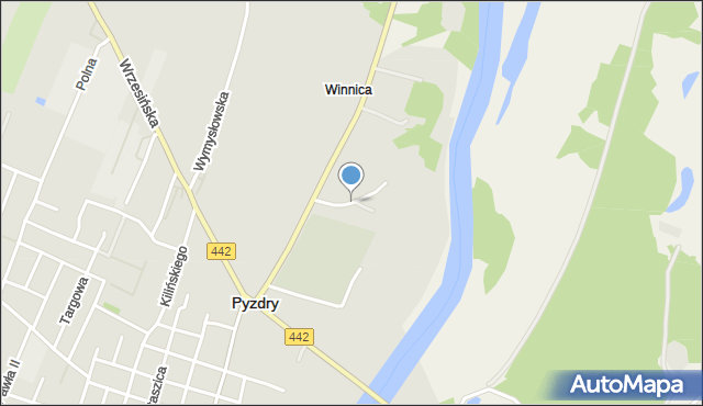 Pyzdry, Winnica, mapa Pyzdry