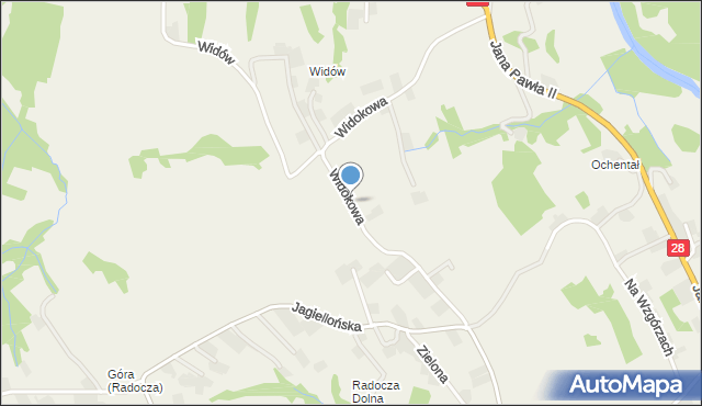 Radocza, Widokowa, mapa Radocza