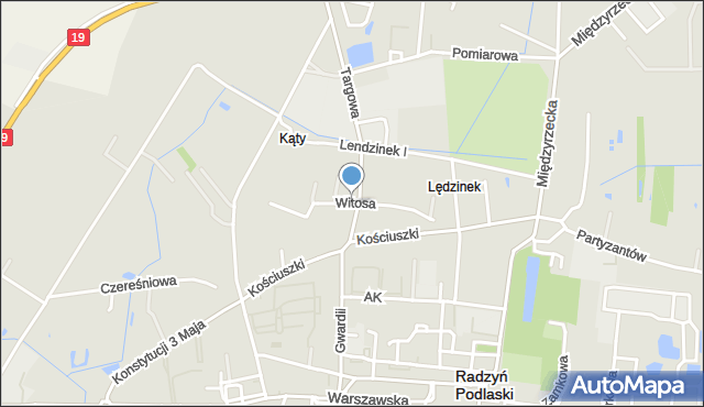 Radzyń Podlaski, Witosa Wincentego, mapa Radzyń Podlaski