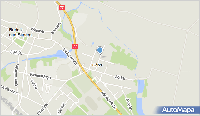 Rudnik nad Sanem, Wieniawskiego Henryka, mapa Rudnik nad Sanem