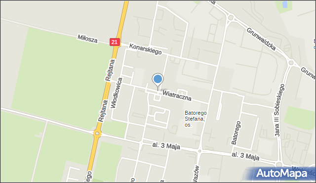 Słupsk, Wiatraczna, mapa Słupska