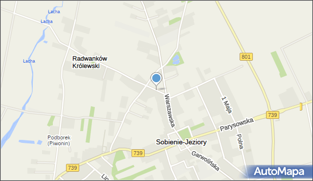 Sobienie-Jeziory, Wiślana, mapa Sobienie-Jeziory