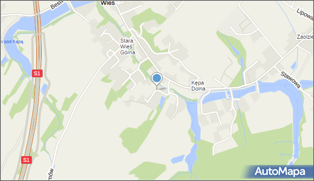 Stara Wieś gmina Wilamowice, Wierzbowa, mapa Stara Wieś gmina Wilamowice