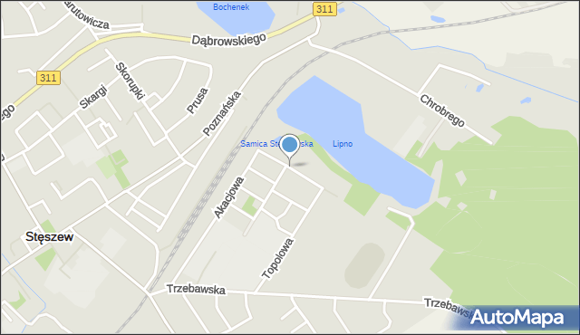 Stęszew, Wierzbowa, mapa Stęszew