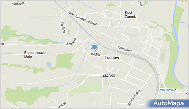 Tuchów, Widok, mapa Tuchów