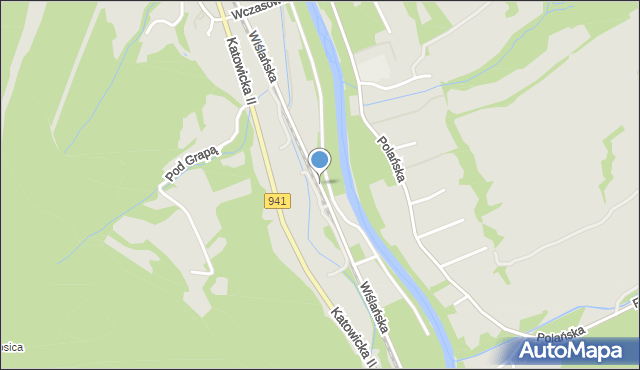 Ustroń powiat cieszyński, Wiślańska, mapa Ustroń powiat cieszyński