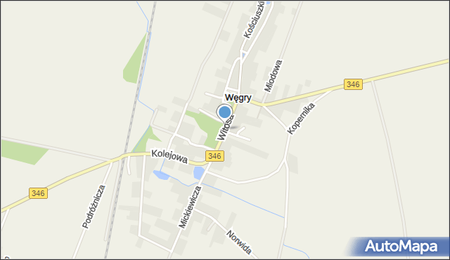 Węgry gmina Żórawina, Witosa Wincentego, mapa Węgry gmina Żórawina