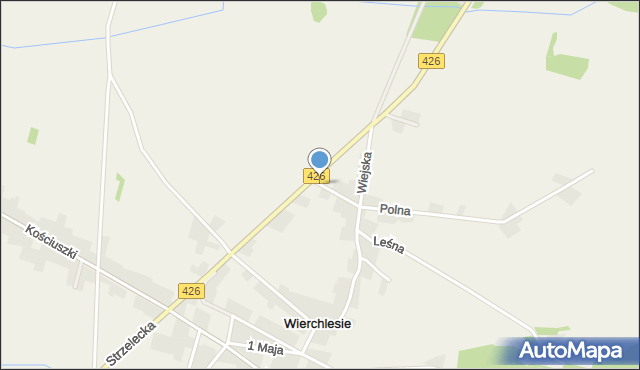 Wierchlesie, Wiejska, mapa Wierchlesie