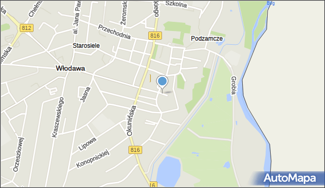Włodawa, Widokowa, mapa Włodawa