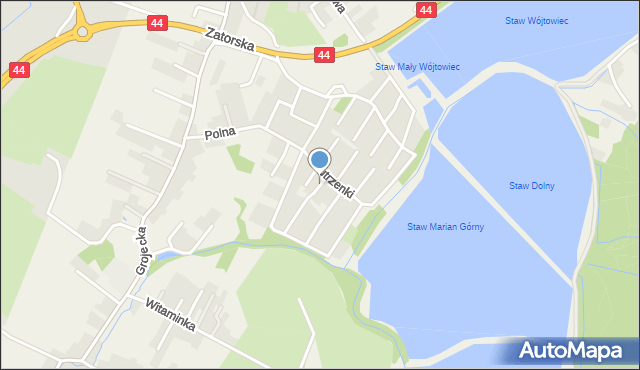 Zaborze gmina Oświęcim, Wiosenna, mapa Zaborze gmina Oświęcim
