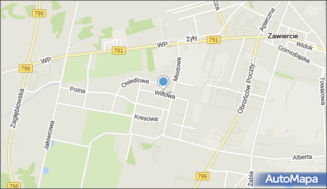 Zawiercie, Willowa, mapa Zawiercie