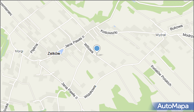 Zelków, Willowa, mapa Zelków