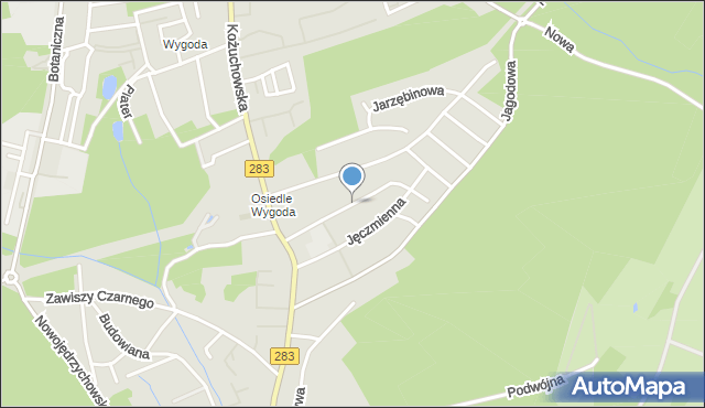 Zielona Góra, Winna, mapa Zielona Góra