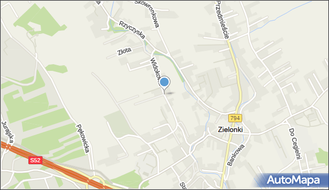 Zielonki powiat krakowski, Widokowa, mapa Zielonki powiat krakowski