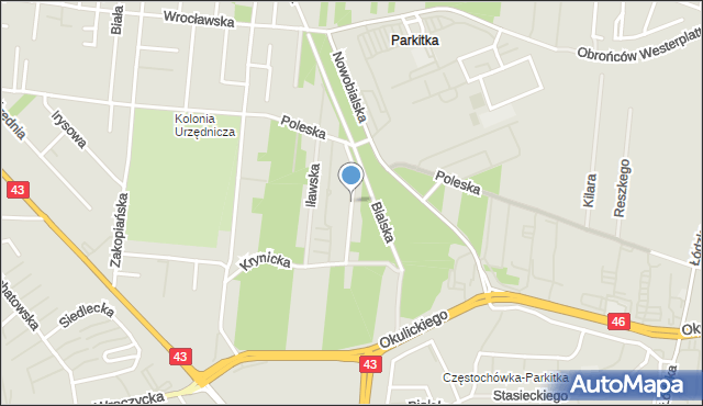 Częstochowa, Włodawska, mapa Częstochowy