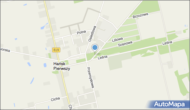 Hańsk Pierwszy, Włodawska, mapa Hańsk Pierwszy