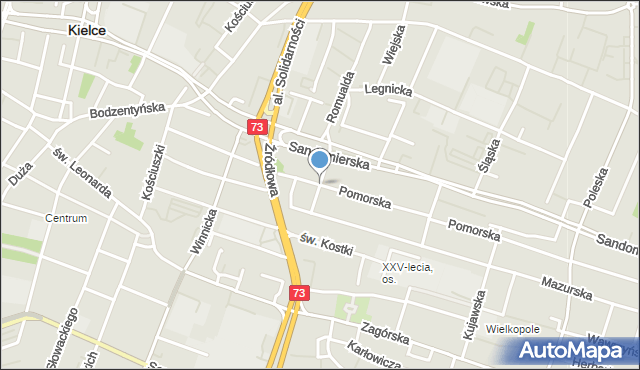Kielce, Włoszka Tadeusza Szymona, mapa Kielc
