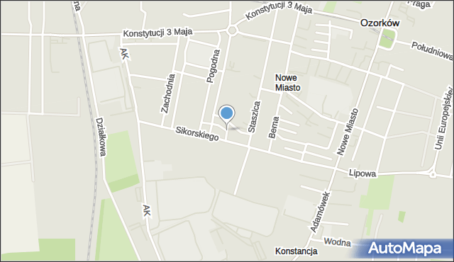 Ozorków, Włókiennicza, mapa Ozorków