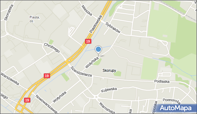 Białystok, Wołyńska, mapa Białegostoku