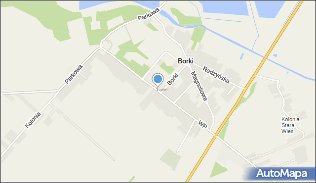 Borki powiat radzyński, Wojska Polskiego, mapa Borki powiat radzyński