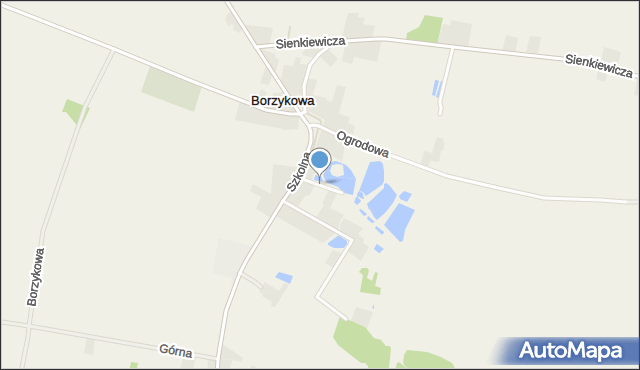 Borzykowa gmina Żytno, Wodna, mapa Borzykowa gmina Żytno